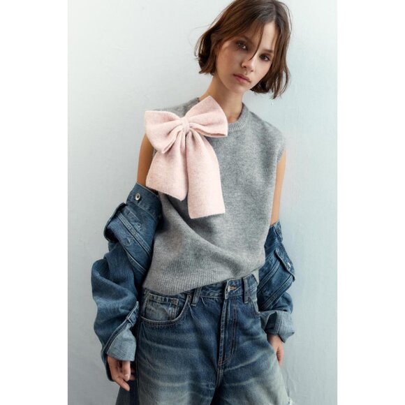 ZARA KNIT TIE VEST TOP - Picture 1 of 5